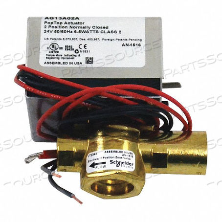 24V 3/4" INVERTED FLARE 2 WAY N.C. GEN. TEMP. ZONE VALVE 3.5CV W/18" LEADS & AUX. SWITCH by Erie Supply