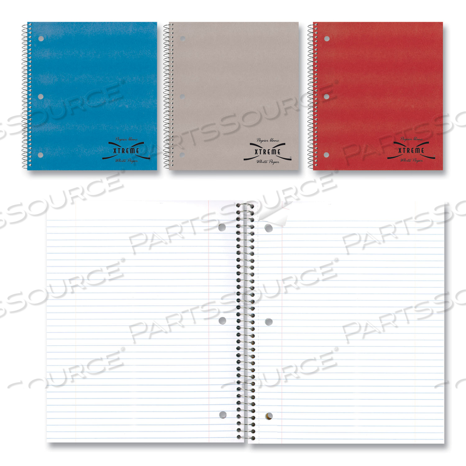 1-SUBJECT WIREBOUND NOTEBOOK, 3-HOLE PUNCHED, MEDIUM/COLLEGE RULE, RANDOMLY ASSORTED FRONT COVERS, 11 X 8.88, 100 SHEETS 