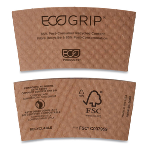 ECOGRIP HOT CUP SLEEVES - RENEWABLE AND COMPOSTABLE, FITS 12, 16, 20, 24 OZ CUPS, KRAFT by Eco-Products