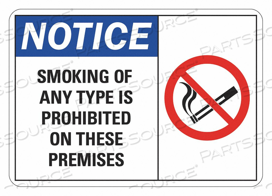 NO SMOKING SIGN 10 W 7 H 0.004 THICK by Lyle Signs Inc.