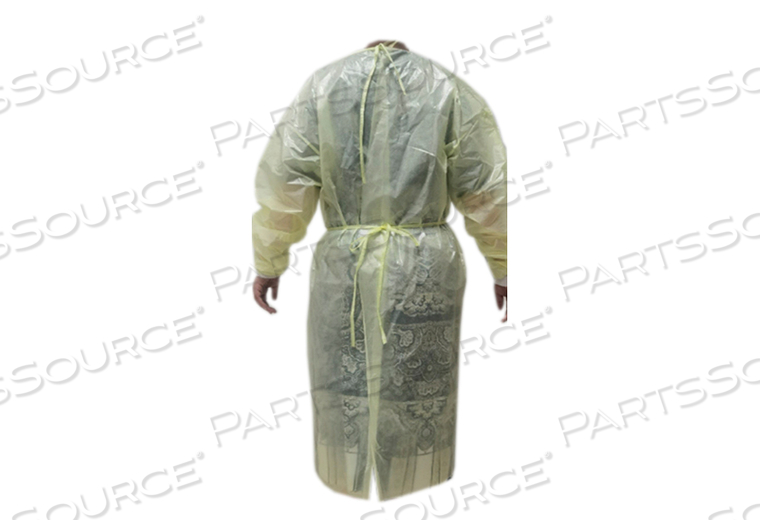 PROTECTIVE PROCEDURE GOWN ONE SIZE FITS MOST YELLOW NONSTERILE DISPOSABLE (10/BG) by Cypress