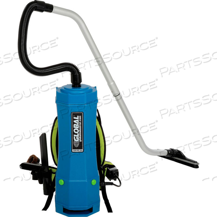 HEPA BACKPACK VACUUM W/8-PIECE TOOL KIT, 2-1/2 GALLON CAP. 