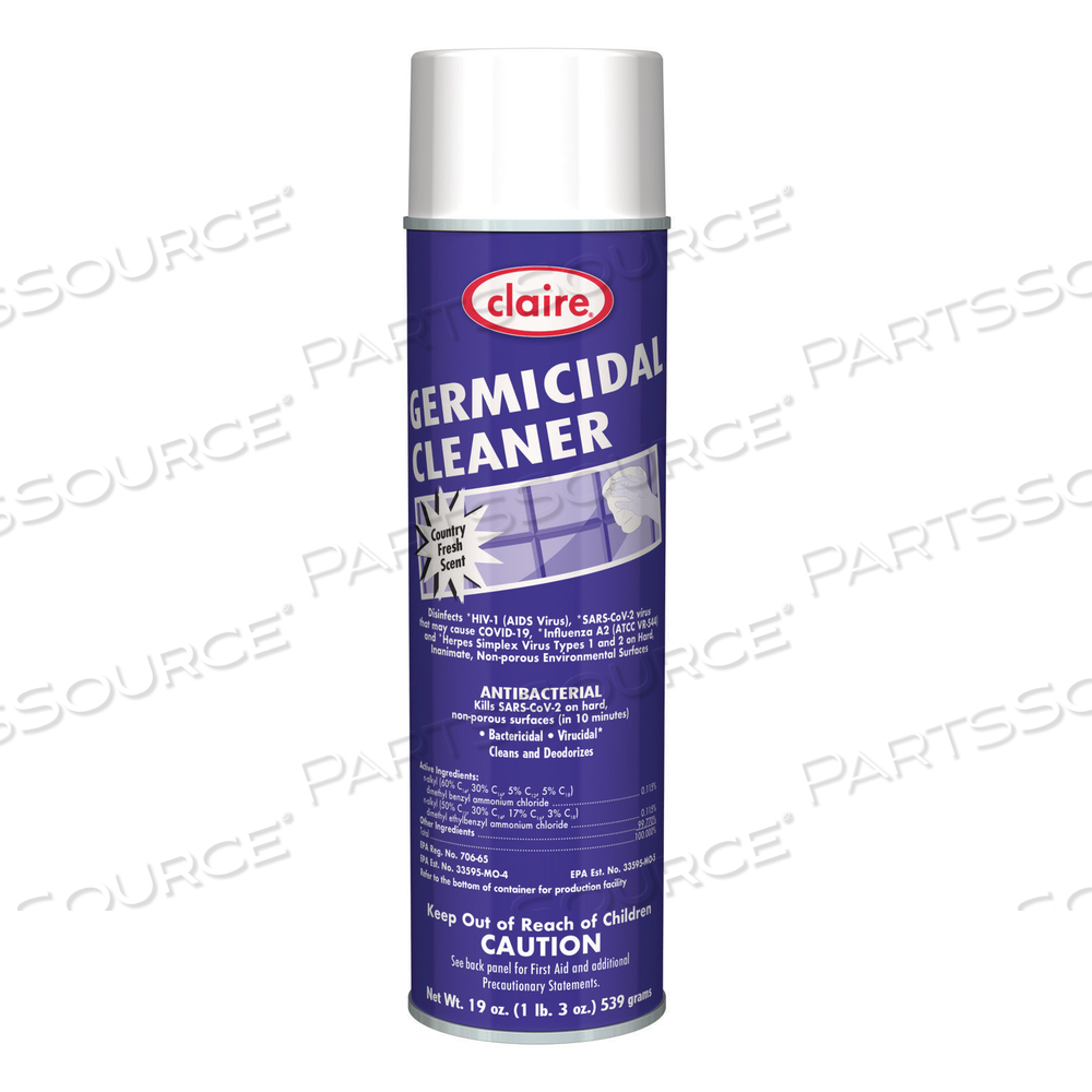 GERMICIDAL CLEANER, COUNTRY FRESH SCENT, 19 OZ AEROSOL SPRAY, 12/CARTON by Claire GERMICIDAL CLEANER, COUNTRY FRESH SCENT, 19 OZ AEROSOL SPRAY, 12/CARTON by Claire