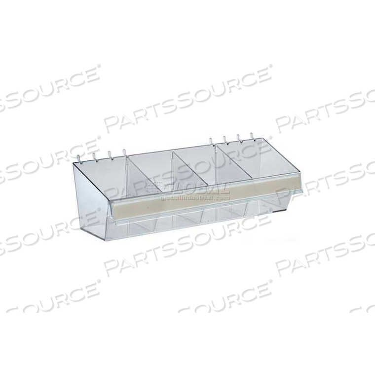 SMALL ACRYLIC DIVIDER BIN FOR PEGBOARD/SLATWALL, 13" X 4", CLEAR - PKG QTY 4 by Azar International