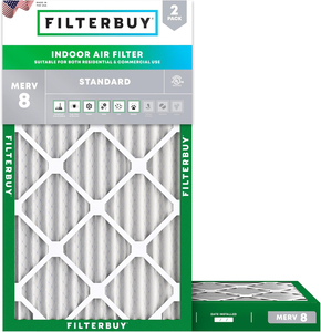 PLEATED HVAC FURNACE AIR FILTER, MERV 8, 14X28X2, PACKAGE OF 2 by Filterbuy, Inc.