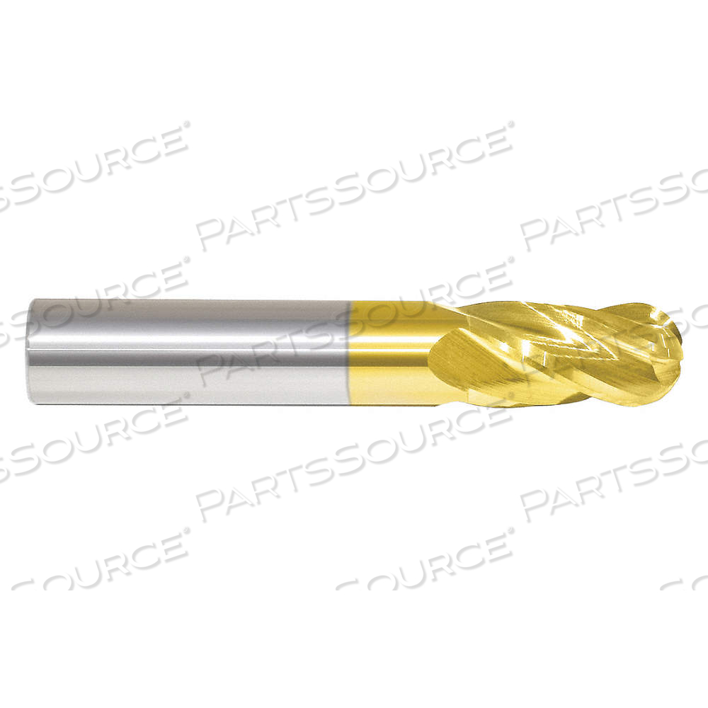 BALL END MILL, 4 FLUTES, 3/16 IN MILLING DIA., 5/8 IN LG OF CUT, 2 IN OVERALL LG by Approved Vendor