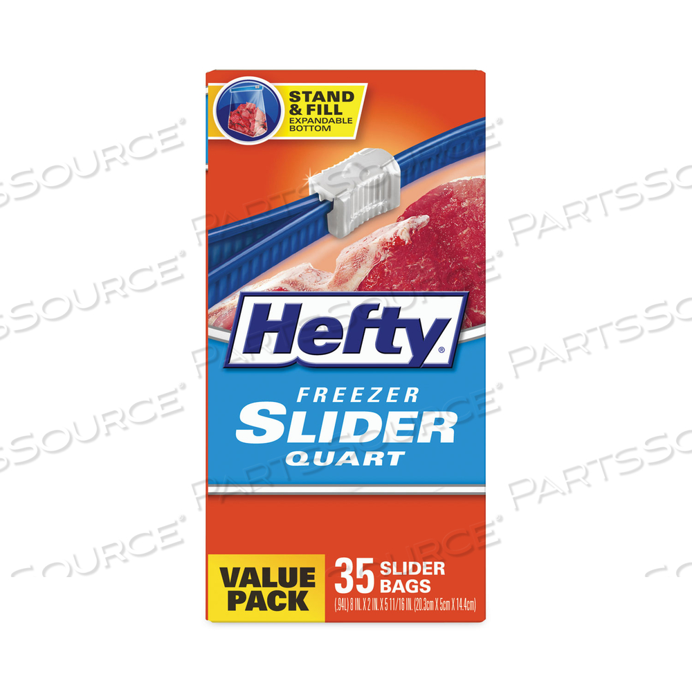SLIDER BAGS, 1 QT, 2.5 MIL, 7" X 8", CLEAR by Hefty