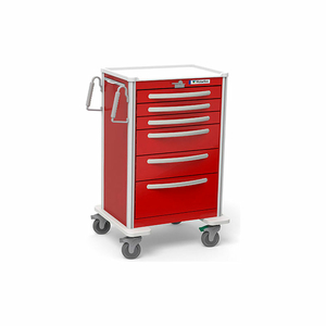 X-TALL FRAME 6 DRAWER RED ALUMINUM FRAME LEVER LOCK EMERGENCY CRASH CART by Waterloo Healthcare