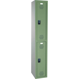 STORAGE DOUBLE TIER 2 DOOR TRADITIONAL PLASTIC LOCKER, 12"WX12"DX30"H, CHARCOAL, ASSEMBLED by Asi Group