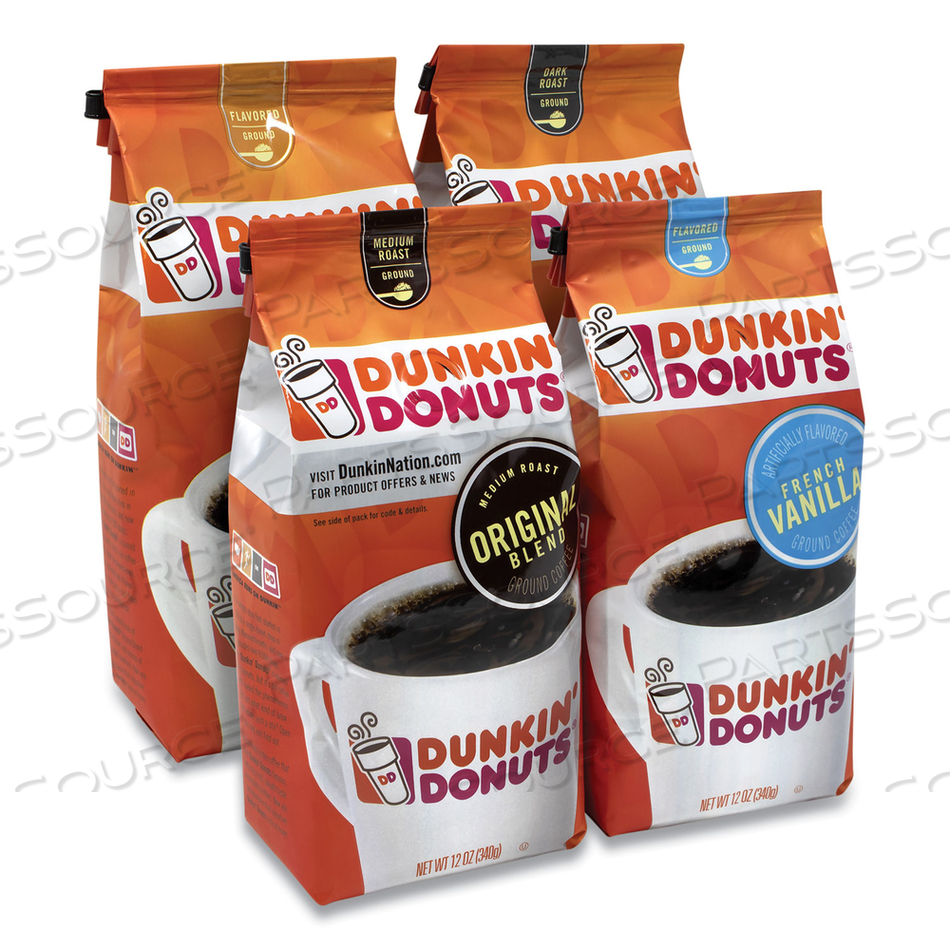 ORIGINAL BLEND COFFEE,DARK ROAST/ORIGINAL/FRENCH VANILLA/HAZELNUT, 12OZ/11OZ, 4/PACK 