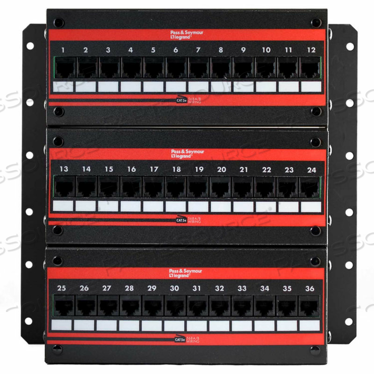 CAT 5E 36-PORT WALL-MOUNT JACK PANEL WITH STAND-OFF LEGS 