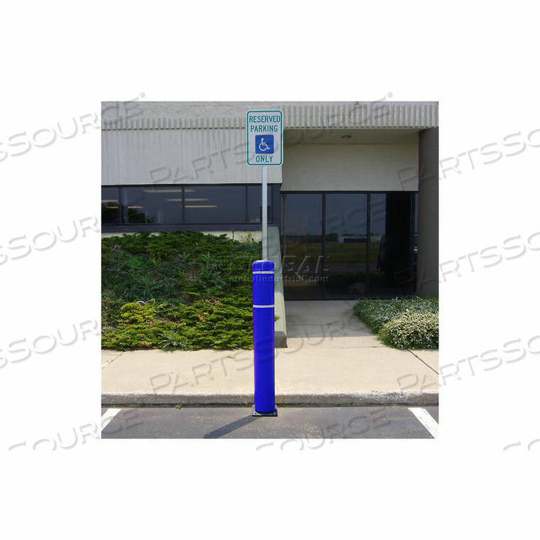 52"H WITH 8"H SIGN POST - CONCRETE INSTALLATION - BLUE COVER/WHITE TAPES by Flexpost, Inc. 52"H WITH 8"H SIGN POST - CONCRETE INSTALLATION - BLUE COVER/WHITE TAPES by Flexpost, Inc.