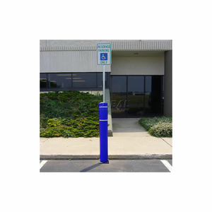 52"H WITH 8"H SIGN POST - CONCRETE INSTALLATION - BLUE COVER/WHITE TAPES by Flexpost, Inc.