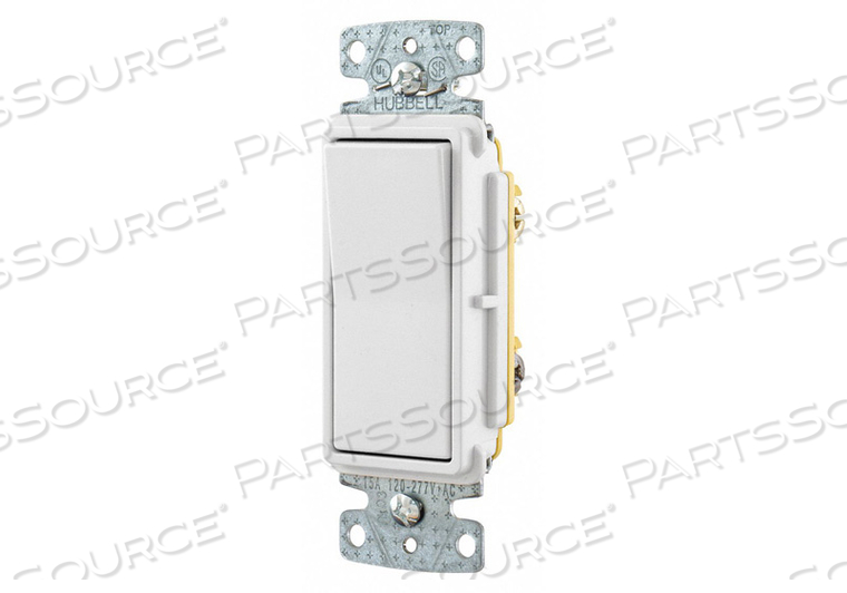 WALL SWITCH, ROCKER SWITCH, 3-WAY, WHITE, 15 A, SCREW TERMINALS by Hubbell Power Systems WALL SWITCH, ROCKER SWITCH, 3-WAY, WHITE, 15 A, SCREW TERMINALS by Hubbell Power Systems