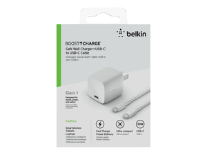BOOST CHARGE, POWER ADAPTER, 30 WATT, FAST CHARGE, PD (USB-C), WHITE by Belkin BOOST CHARGE, POWER ADAPTER, 30 WATT, FAST CHARGE, PD (USB-C), WHITE by Belkin