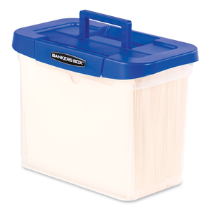 HEAVY-DUTY PORTABLE FILE BOX, LETTER FILES, 14.25" X 8.63" X 11.06", CLEAR/BLUE by Bankers Box