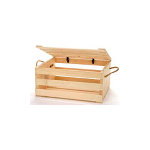 LARGE WOOD CRATE 16"W X 13"D X 8"H WITH TWO ROPE HANDLES & LID 2 PC - NATURAL by Texas Basket Co.