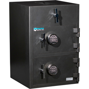 LARGE TOP LOADING DUAL-DOOR DEPOSITORY SAFE WITH ELECTRONIC LOCK 20"X20"X30" GRAY by Protex Safe Co. LLC