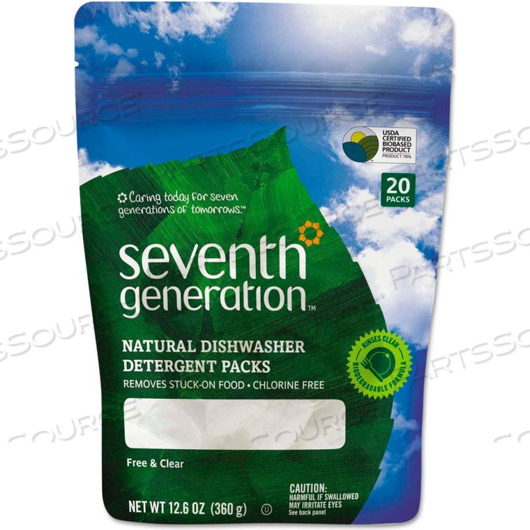 AUTOMATIC DISH DETERGENT TABS, 0.6 OZ. PACK, 240 PACKS - 22818 by Seventh Generation