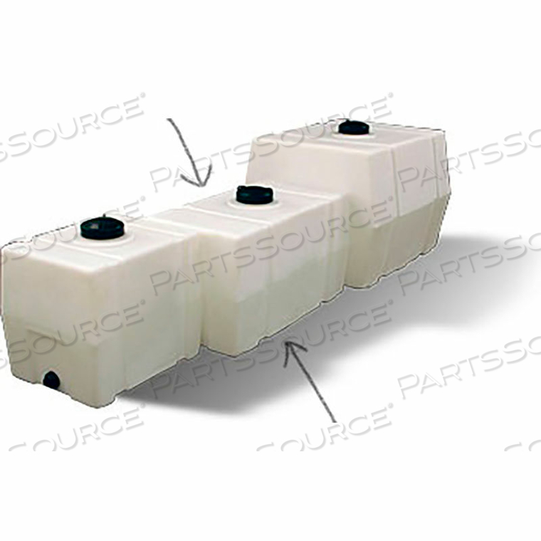 ROMOTECH 50 GALLON PLASTIC STORAGE TANK - SQUARE END WITH FLAT BOTTOM by Rotational Molding Technologies Inc. ROMOTECH 50 GALLON PLASTIC STORAGE TANK - SQUARE END WITH FLAT BOTTOM by Rotational Molding Technologies Inc.