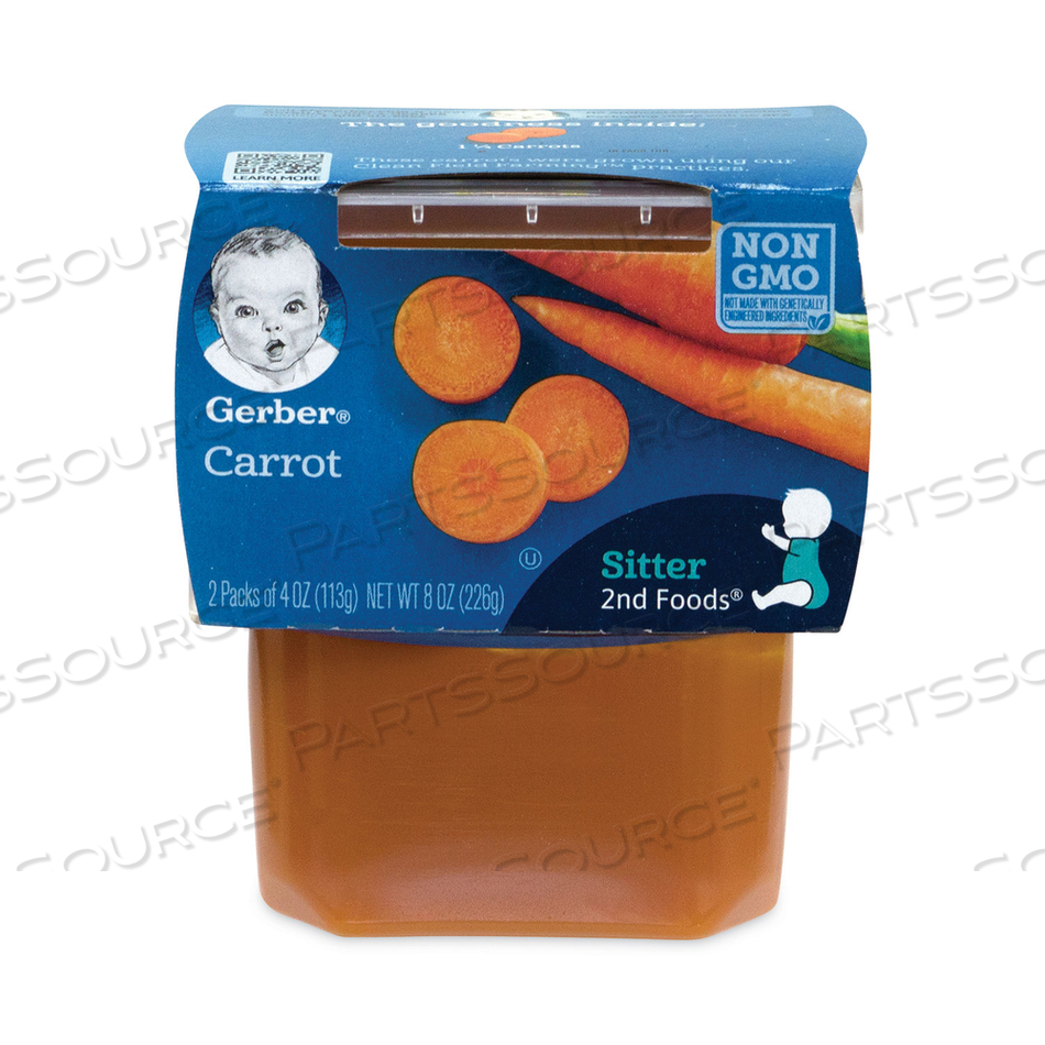 2ND FOODS BABY FOOD, CARROT, 4 OZ CUP, 2/PACK, 8 PACKS/BOX 