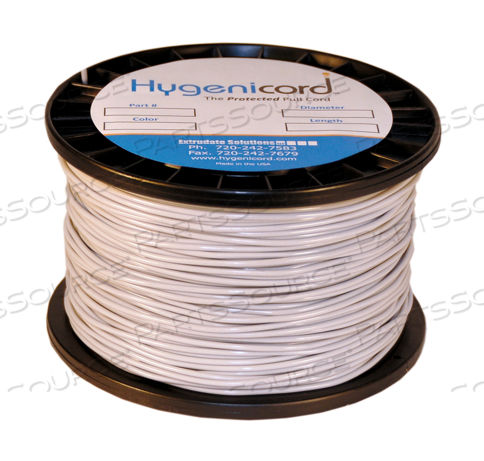 GERM CLEANABLE PULLCORD, LIGHT GRAY, 1.5 MM X 250 FT by Extrudate Solutions, LLC