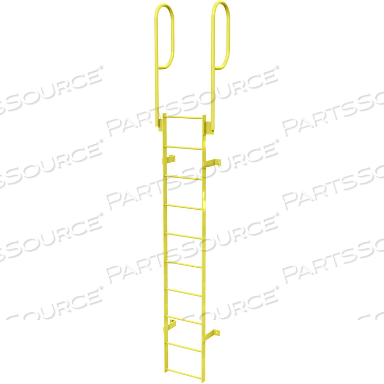 10 STEP STEEL WALK THROUGH WITH HANDRAILS FIXED ACCESS LADDER, YELLOW by Tri-Arc