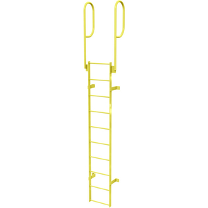 10 STEP STEEL WALK THROUGH WITH HANDRAILS FIXED ACCESS LADDER, YELLOW by Tri-Arc