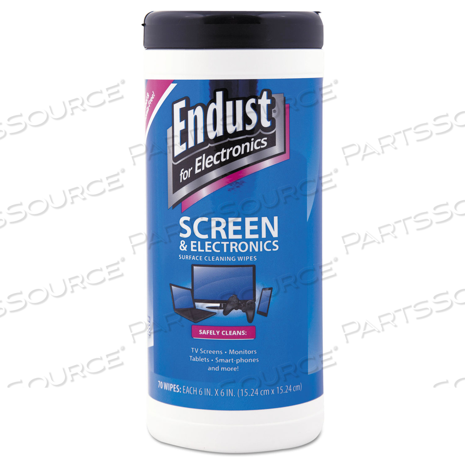 ANTISTATIC CLEANING WIPES, PREMOISTENED, 5 X 7, CLEAN SCENT, 70/CANISTER by Endust ANTISTATIC CLEANING WIPES, PREMOISTENED, 5 X 7, CLEAN SCENT, 70/CANISTER by Endust