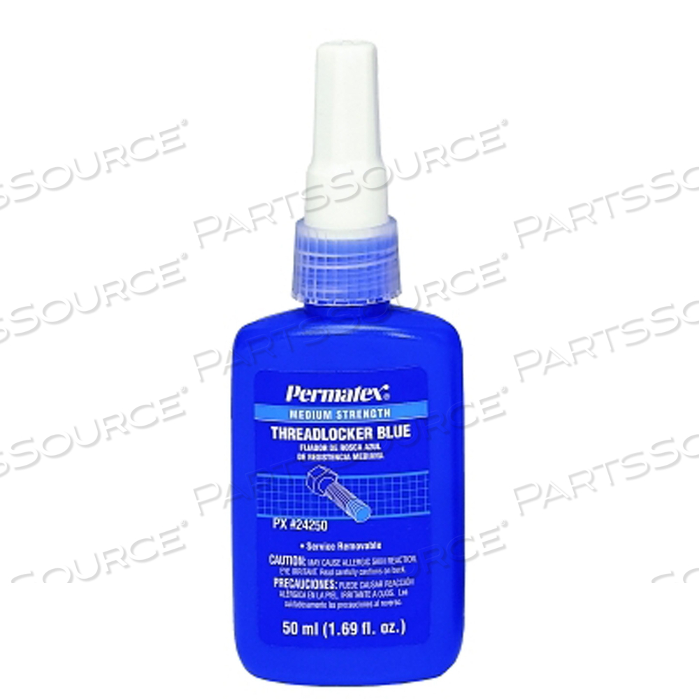MEDIUM STRENGTH BLUE THREADLOCKER, 50 ML, 1/4 IN TO 3/4 IN THREAD, BLUE, LIQUID by Permatex