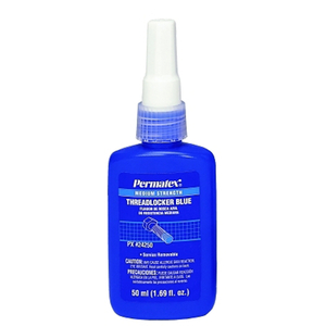 MEDIUM STRENGTH BLUE THREADLOCKER, 50 ML, 1/4 IN TO 3/4 IN THREAD, BLUE, LIQUID by Permatex