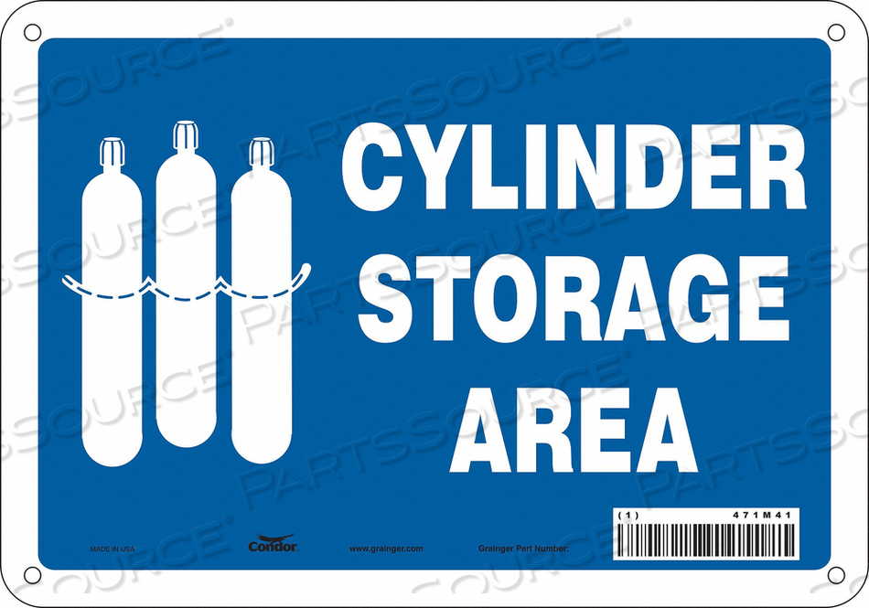 SAFETY SIGN, VERTICAL RECTANGLE, NUMBER OF PRINTED SIDES 1, ENGLISH, SIGN FORMAT OTHER FORMAT, SIGN LEGEND CYLINDER STORAGE AREA, SIGN LEGEN by Condor