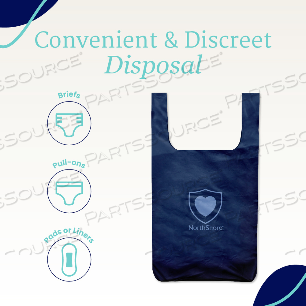 DISCREETSHIELD DISPOSAL BAGS, BLUE, X-LARGE by NorthShore Care Supply