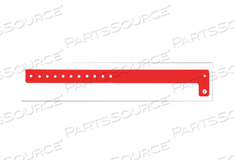 ID WRISTBAND VINYL L-SHAPED RED PK500 by Identiplus