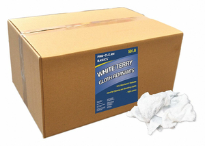 WHITE TERRY CLOTH REMNANTS 50 LB BOX by Proclean Basics