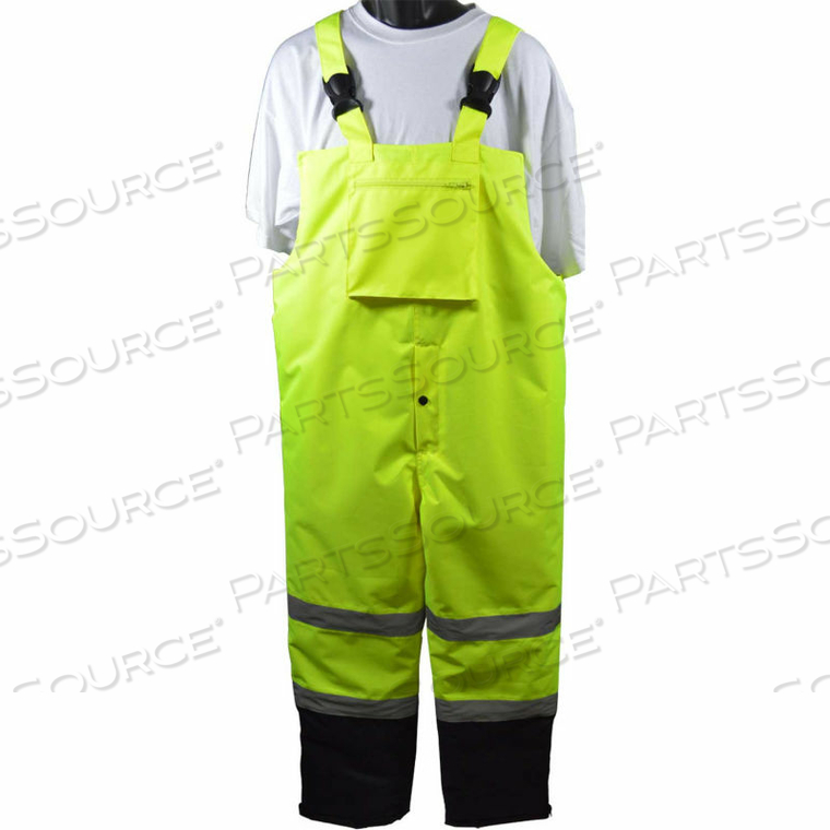 WATERPROOF QUILTED THERMAL BIB PANTS, ANSI/ISEA CLASS E, LIME/BLACK, XL by Petra Roc Inc
