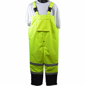 WATERPROOF QUILTED THERMAL BIB PANTS, ANSI/ISEA CLASS E, LIME/BLACK, XL by Petra Roc Inc