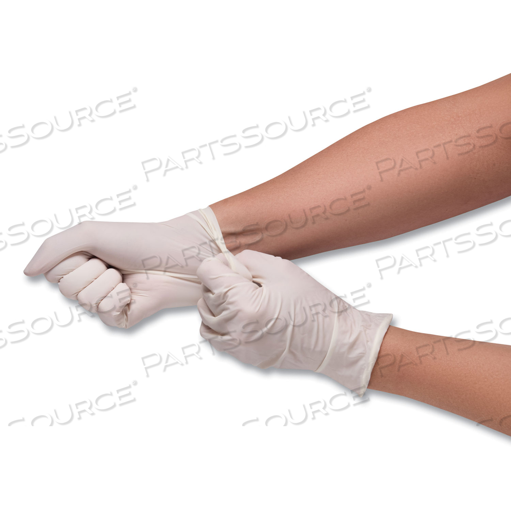 STRETCH VINYL EXAMINATION GLOVES, CREAM, MEDIUM by SemperCare