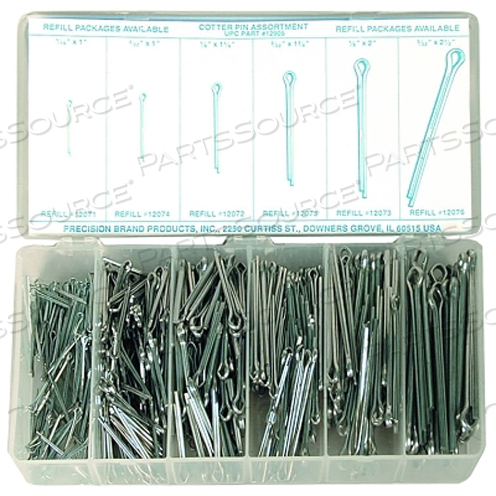 600 PIECE COTTER PIN ASSORTMENT - MADE IN USA by Precision Brand