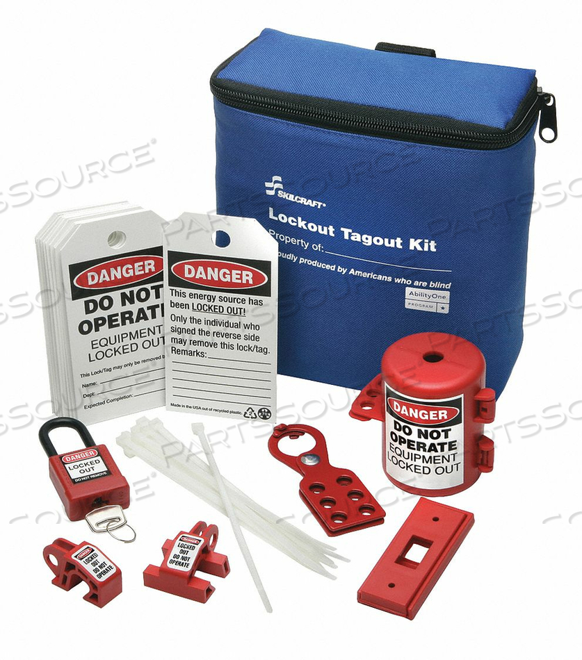 LOCKOUT/TAGOUT KIT BLUE FILLED TOOL BOX by Ability One LOCKOUT/TAGOUT KIT BLUE FILLED TOOL BOX by Ability One