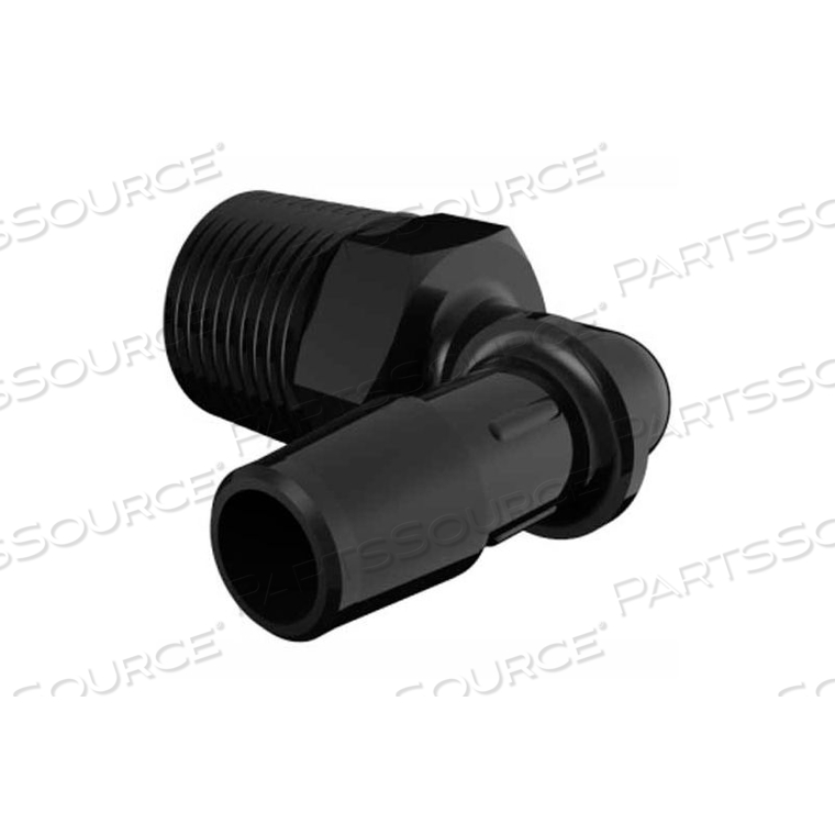 3/8-18 NPT TO 3/8" BARBED ELBOW, GLASS FILLED BLACK NYLON 