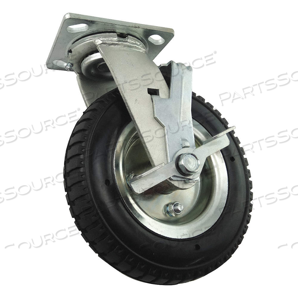 PLATE CASTER WITH FLAT-FREE WHEELS, 8 IN WHEEL DIA., 280 LB, 9 1/2 IN MOUNTING HT by Approved Vendor