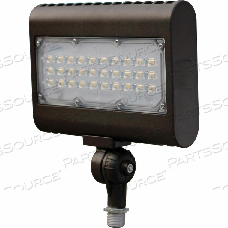 COMMERCIAL LED LED FLOOD LIGHT, 50W, 6000 LUMENS, 5000K, KNUCKLE MNT, BRONZE, DLC 4.4 