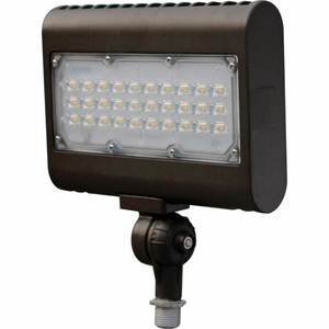 COMMERCIAL LED LED FLOOD LIGHT, 50W, 6000 LUMENS, 5000K, KNUCKLE MNT, BRONZE, DLC 4.4 by JD International Lighting