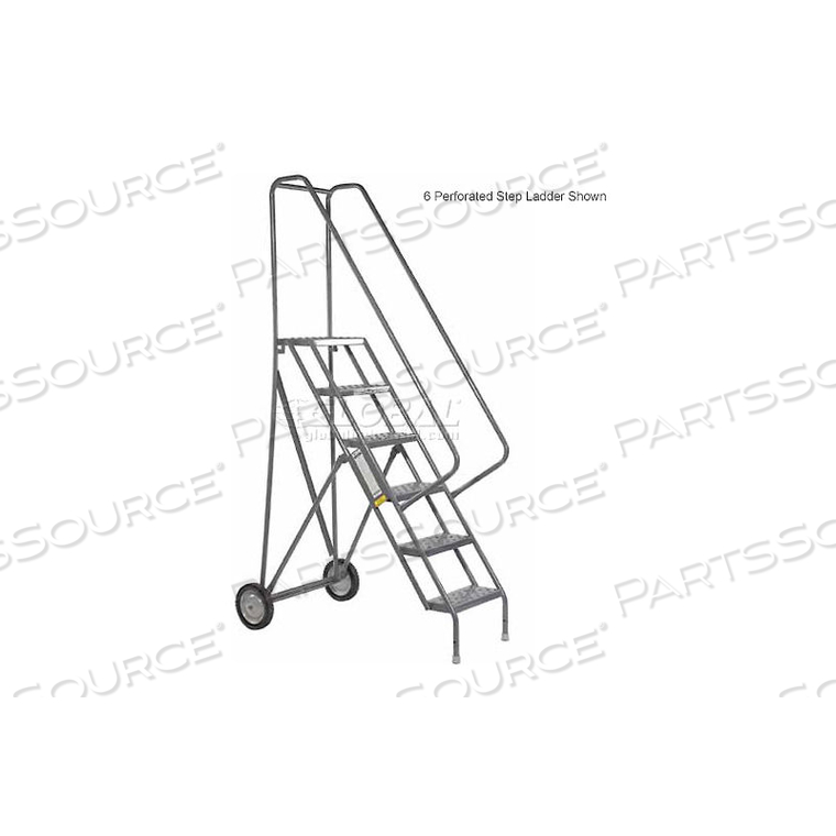 11 STEP ALL-TERRAIN ROLLING STEEL LADDER - GRIP STRUT TREAD - 450 LBS. CAPACITY by Tri-Arc