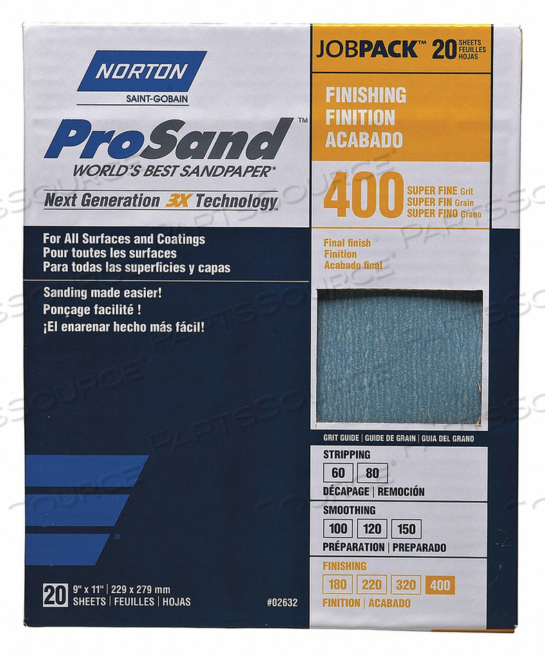 SANDPAPER SHEET SUPER FINE 400 GRIT PK20 by Norton | Saint-Gobain Abrasives SANDPAPER SHEET SUPER FINE 400 GRIT PK20 by Norton | Saint-Gobain Abrasives