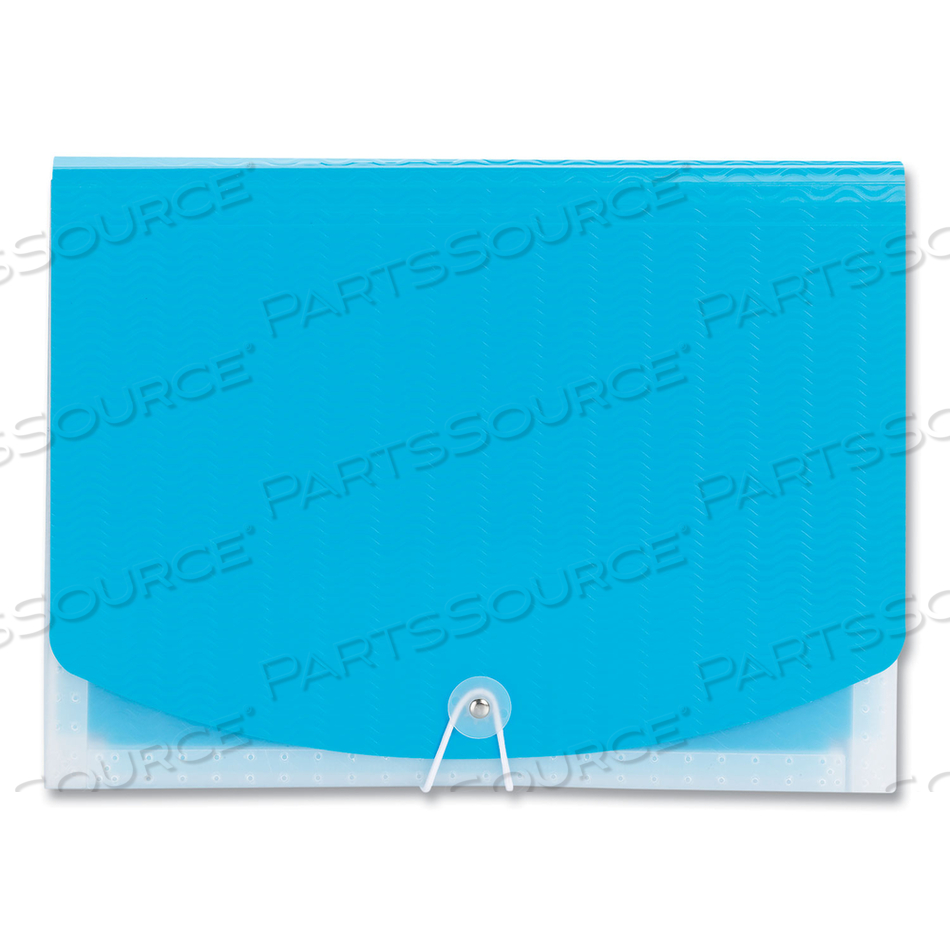 POLY EXPANDING FOLDERS, 12 SECTIONS, CORD/HOOK CLOSURE, 1/6-CUT TABS, LETTER SIZE, TEAL/CLEAR by Smead