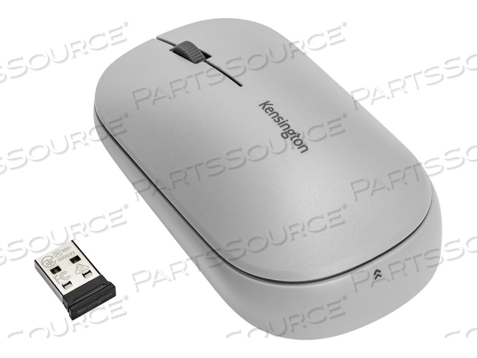 SURETRACK, MOUSE, OPTICAL, 4 BUTTONS, WIRELESS, 2.4 GHZ, BLUETOOTH 3.0, BLUETOOTH 5.0 LE, USB WIRELESS RECEIVER, GRAY by Kensington Computer Products