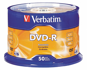 DVD-R DISC 4.70 GB 120 MIN 16X PK50 by Verbatim