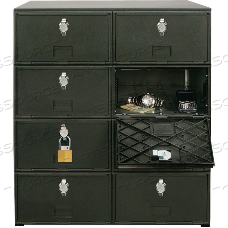 8 DOOR CELL PHONE LOCKER WITH HASP LOCKS, 22"WX16"DX26"H, BLACK, ASSEMBLED by United Visual Products 8 DOOR CELL PHONE LOCKER WITH HASP LOCKS, 22"WX16"DX26"H, BLACK, ASSEMBLED by United Visual Products